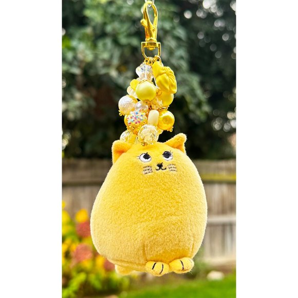Cute Yellow Disabled Kitty Plush Keychain Purse Bag Charm - Picture 1 of 6